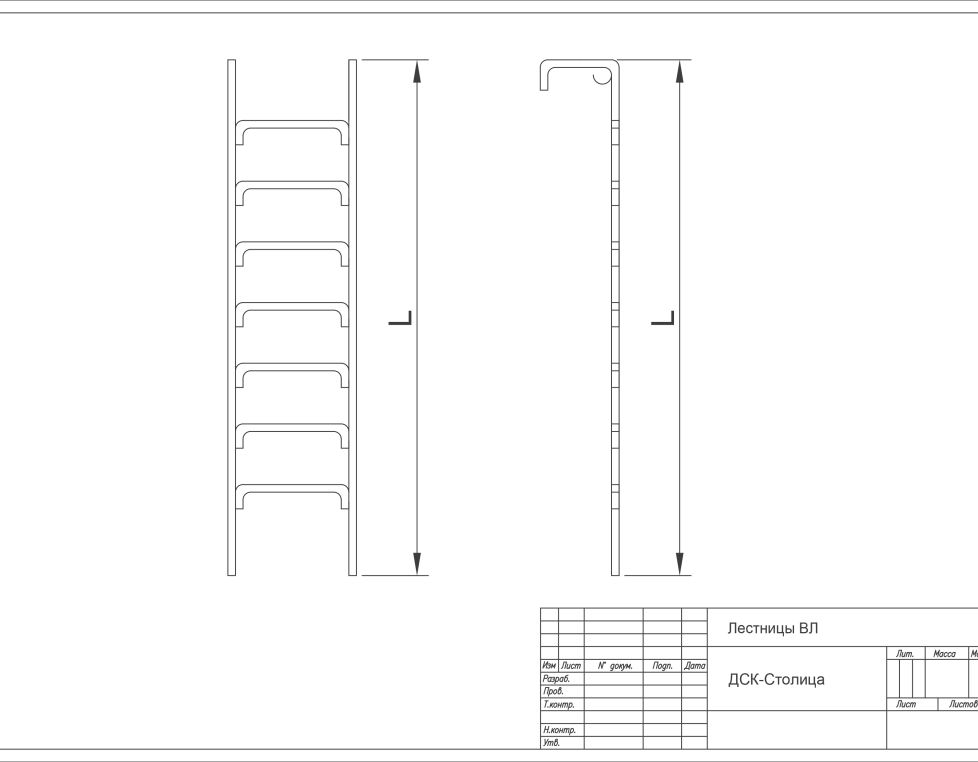 Лестница ВЛ-7 водосточная Пруток 22мм